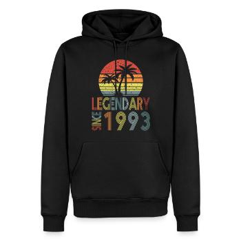 Légendaire depuis 1993 - Sweat à capuche Premium bio Homme - noir - Devant - Nico (187cm)