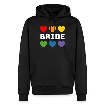 Regenbogenherzchen Bride weiss - Männer Premium Bio Hoodie - Schwarz - Vorne - Nico (187cm)