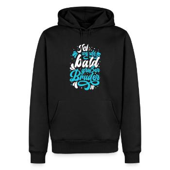 Ich werde bald großer Bruder - Männer Premium Bio Hoodie - Schwarz - Vorne - Nico (187cm)