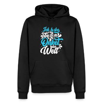 Ich habe den besten Onkel der Welt - bester Onkel - Männer Premium Bio Hoodie - Schwarz - Vorne - Nico (187cm)