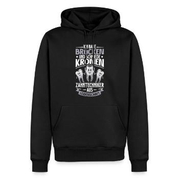 Ich baue Brücken und Kronen - Zahntechniker - Männer Premium Bio Hoodie - Schwarz - Vorne - Nico (187cm)