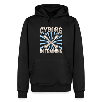 Cyborg à l’entraînement - Nouvelle hanche - Sweat à capuche Premium bio Homme - noir - Devant - Nico (187cm)