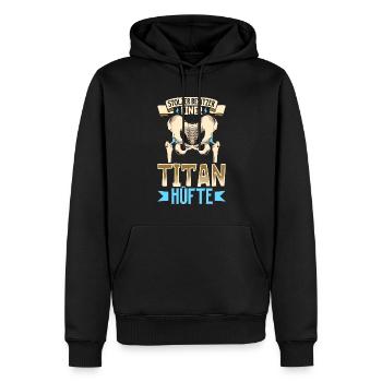 Fier propriétaire d’une hanche en titane - Nouvelle hanche - Sweat à capuche Premium bio Homme - noir - Devant - Nico (187cm)