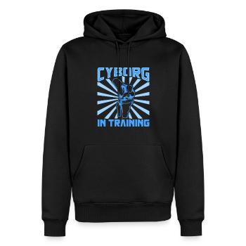 Cyborg in training - knee prosthesis - Men’s Premium Organic Hoodie - black - Front - Nico (187cm)