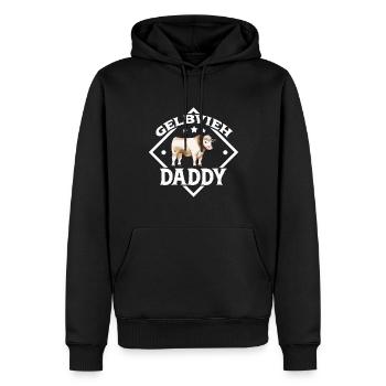 Gelbvieh Daddy - Gelbvieh Rind - Männer Premium Bio Hoodie - Schwarz - Vorne - Nico (187cm)