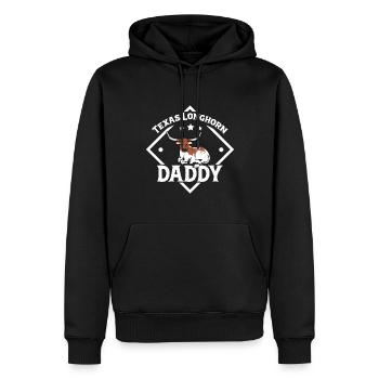 Texas Longhorn Daddy - Texas Longhorn Rind - Männer Premium Bio Hoodie - Schwarz - Vorne - Nico (187cm)
