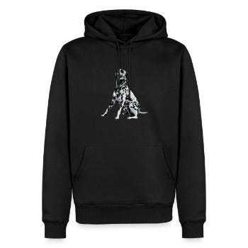 Dessin de chien - Dalmatien - Sweat à capuche Premium bio Homme - noir - Devant - Nico (187cm)