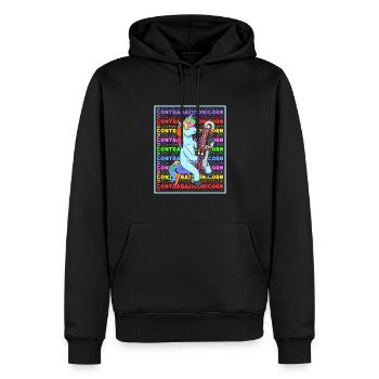 Contrabassoonicorn - Einhorn mit Kontrafagott - Männer Premium Bio Hoodie - Schwarz - Vorne - Nico (187cm)