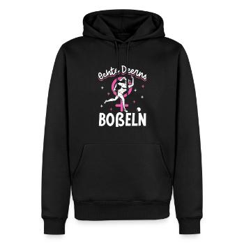Echte Deerns Boßeln - Männer Premium Bio Hoodie - Schwarz - Vorne - Nico (187cm)