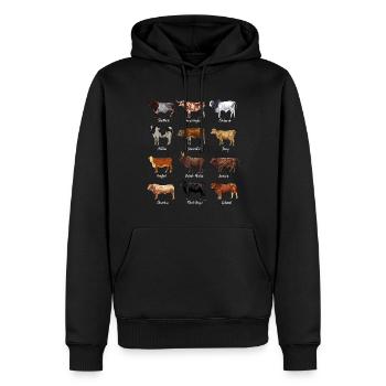 Dessins de bovins - motif de vache - Sweat à capuche Premium bio Homme - noir - Devant - Nico (187cm)