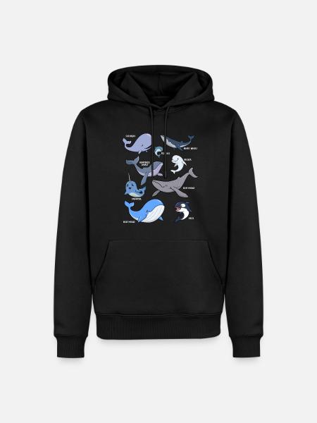 Various kawaii whales - Men’s Premium Organic Hoodie - black