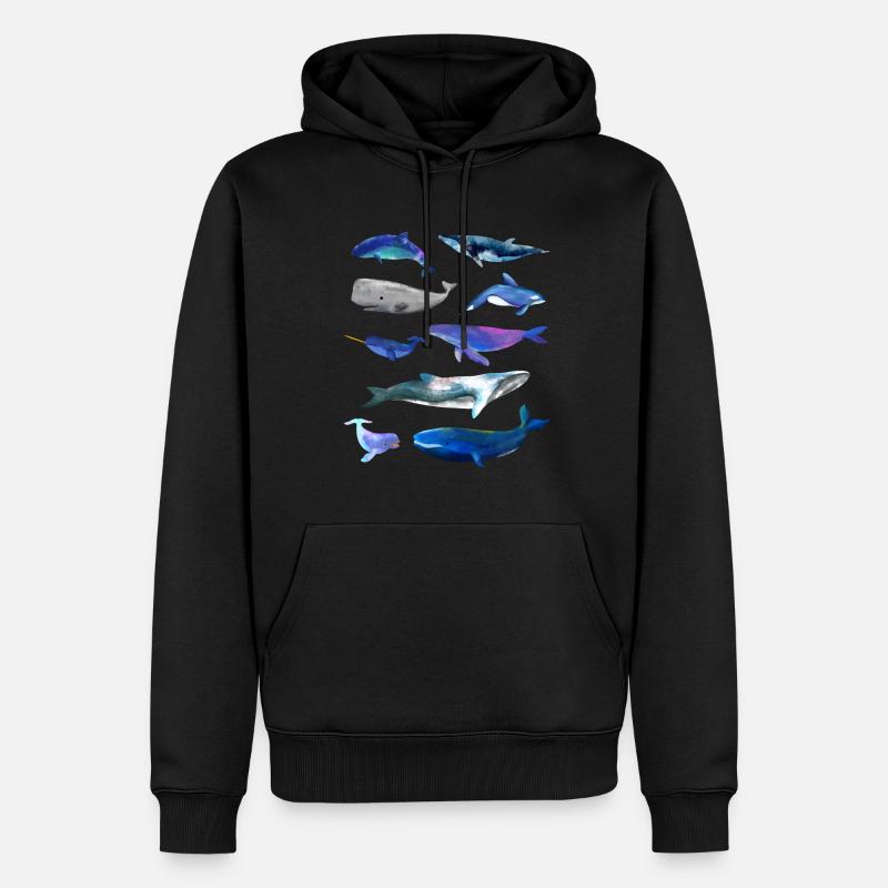 Dessins aquarelles de baleines - Baleines - Sweat à capuche Premium bio Homme - noir