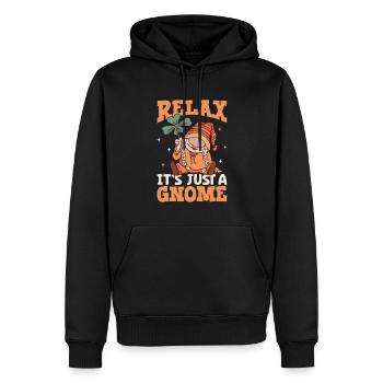 Entspann dich - es ist nur ein Gartenzwerg - Männer Premium Bio Hoodie - Schwarz - Vorne - Nico (187cm)