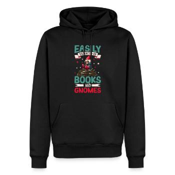Leicht abzulenken mit Büchern und Gartenzwergen - Männer Premium Bio Hoodie - Schwarz - Vorne - Nico (187cm)