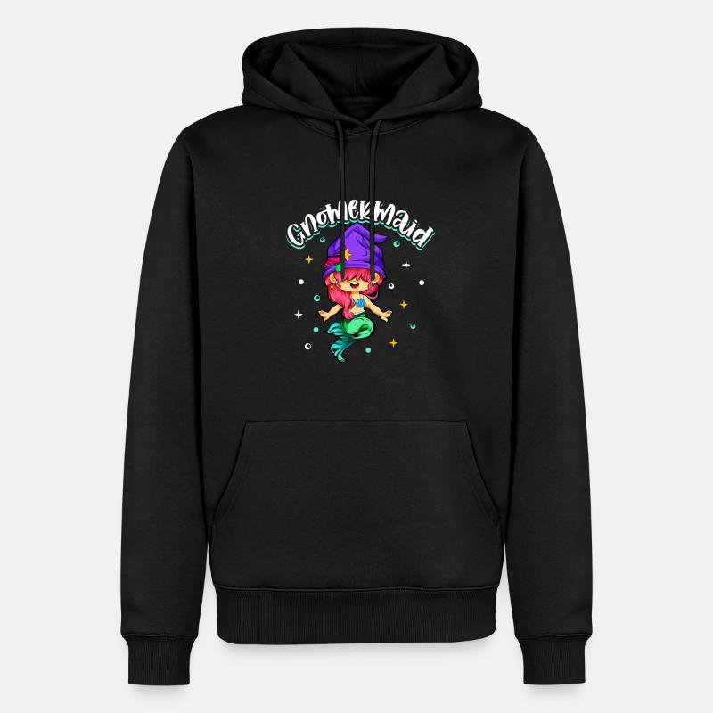 Gnom Meerjungfrau - Gartenzwerg - Männer Premium Bio Hoodie - Schwarz