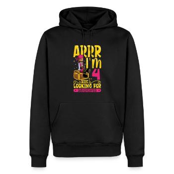 Ich bin 4 - Mädchen Pirat - Männer Premium Bio Hoodie - Schwarz - Vorne - Nico (187cm)