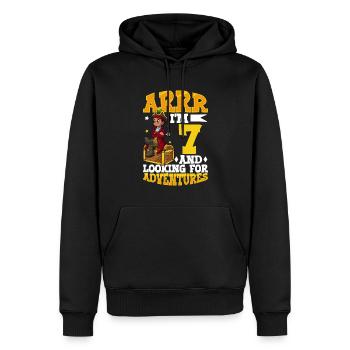 Ich bin 7 - Jungen Pirat - Männer Premium Bio Hoodie - Schwarz - Vorne - Nico (187cm)