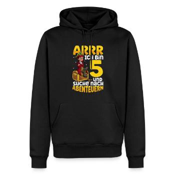 Ich bin 5 - Jungen Pirat - Männer Premium Bio Hoodie - Schwarz - Vorne - Nico (187cm)