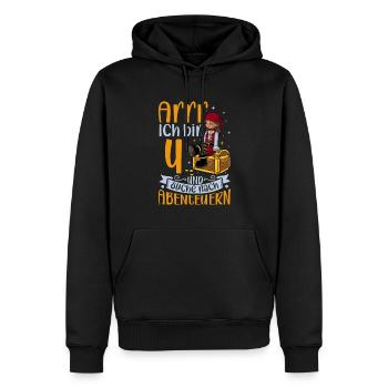 Ich bin 4 - Mädchen Pirat - Männer Premium Bio Hoodie - Schwarz - Vorne - Nico (187cm)