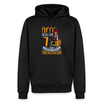 Ich bin 7 - Mädchen Pirat - Männer Premium Bio Hoodie - Schwarz - Vorne - Nico (187cm)
