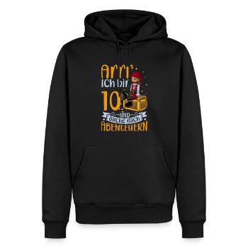 Ich bin 10 - Mädchen Pirat - Männer Premium Bio Hoodie - Schwarz - Vorne - Nico (187cm)