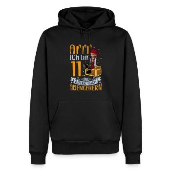 Ich bin 11 - Mädchen Pirat - Männer Premium Bio Hoodie - Schwarz - Vorne - Nico (187cm)