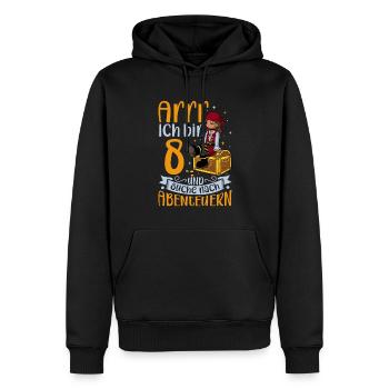 Ich bin 8 - Mädchen Pirat - Männer Premium Bio Hoodie - Schwarz - Vorne - Nico (187cm)