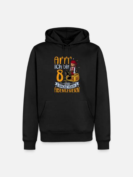 Ich bin 8 - Mädchen Pirat - Männer Premium Bio Hoodie - Schwarz