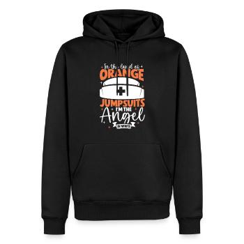 Engel in weiß - Pflegekraft im Strafvollzug - Männer Premium Bio Hoodie - Schwarz - Vorne - Nico (187cm)