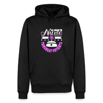 Permis de soins - infirmière en prison - Sweat à capuche Premium bio Homme - noir - Devant - Nico (187cm)