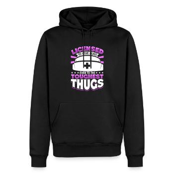 Harte Kerle pflegen - Pflegekraft im Strafvollzug - Männer Premium Bio Hoodie - Schwarz - Vorne - Nico (187cm)