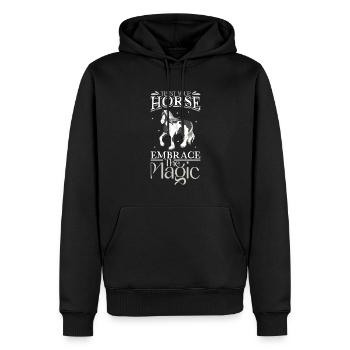 Libérez la magie - chevaux - Sweat à capuche Premium bio Homme - noir - Devant - Nico (187cm)