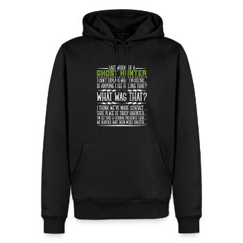 Le mot de la chasse aux fantômes - Sweat à capuche Premium bio Homme - noir - Devant - Nico (187cm)