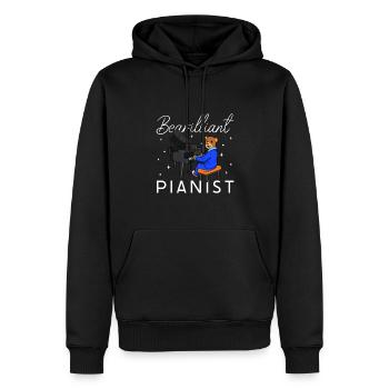 Pianiste Bear-illiant - Bär am Klavier - Sweat à capuche Premium bio Homme - noir - Devant - Nico (187cm)
