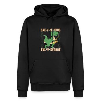 Sax-A-Saurus - TREX am Saxophon - Männer Premium Bio Hoodie - Schwarz - Vorne - Nico (187cm)