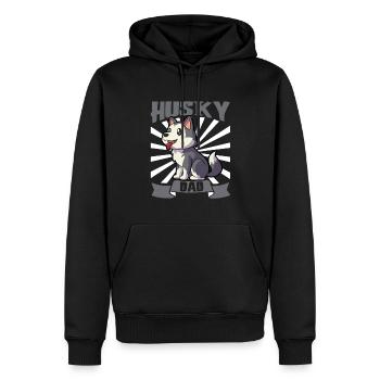 Husky Dad - Husky sibérien - Sweat à capuche Premium bio Homme - noir - Devant - Nico (187cm)