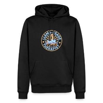 Lama-ssage Thérapeute - Llama Masseur - Sweat à capuche Premium bio Homme - noir - Devant - Nico (187cm)