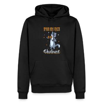 Purrfect Violoniste - Chat au violon - Sweat à capuche Premium bio Homme - noir - Devant - Nico (187cm)