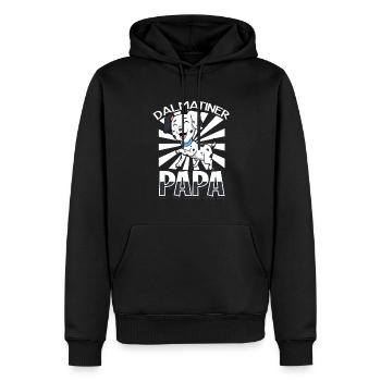 Papa dalmatien - Dalmatien - Sweat à capuche Premium bio Homme - noir - Devant - Nico (187cm)