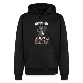 Bolonka Paillettes - Sweat à capuche Premium bio Homme - noir - Devant - Nico (187cm)