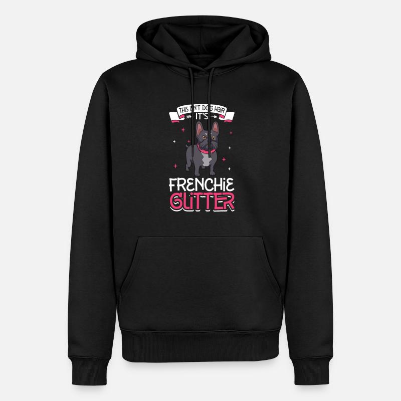 Frenchie Glitzer - Männer Premium Bio Hoodie - Schwarz