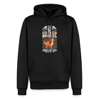 Jésus et mon Cocker Spaniel - Sweat à capuche Premium bio Homme - noir - Devant - Nico (187cm)