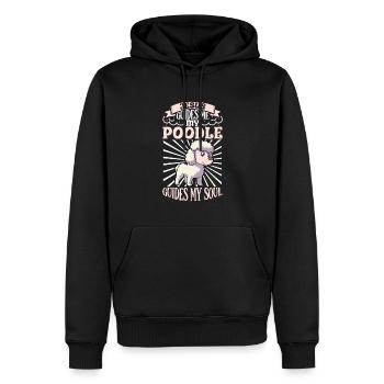 Jésus et mon caniche - Sweat à capuche Premium bio Homme - noir - Devant - Nico (187cm)