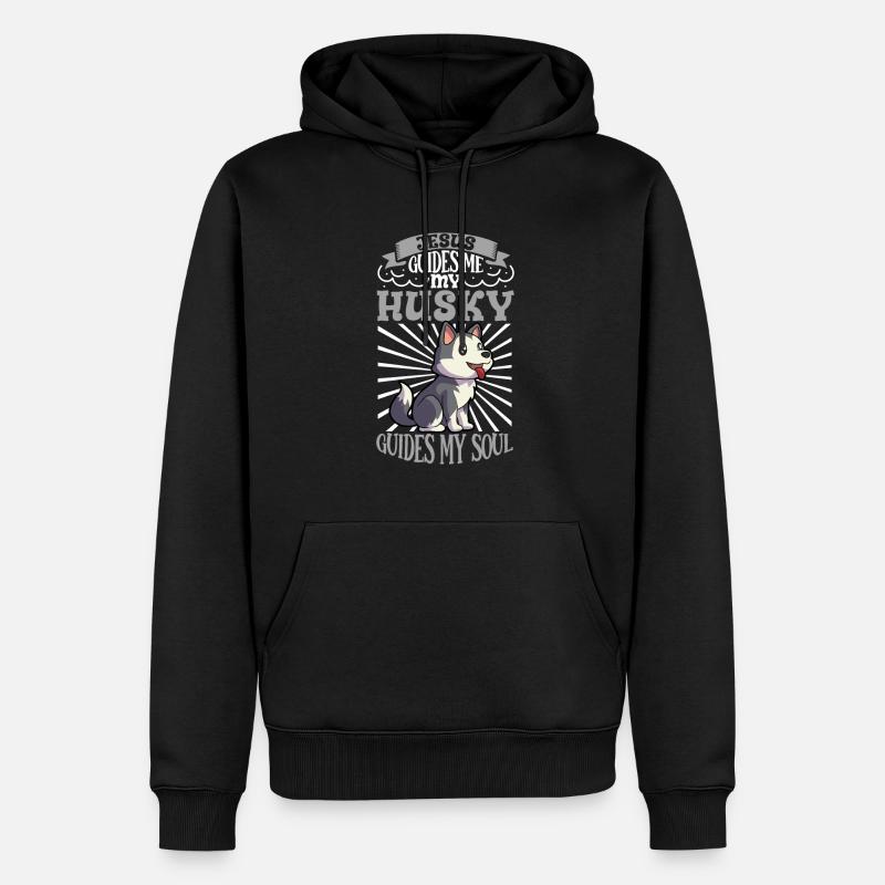 Jésus et mon husky sibérien - Sweat à capuche Premium bio Homme - noir