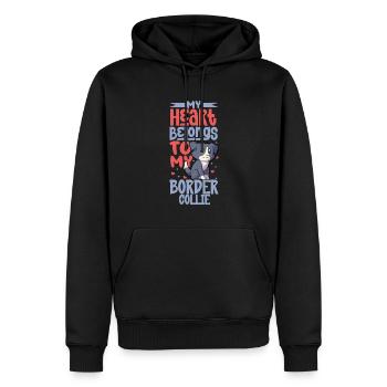Amour de chien - Border Collie - Sweat à capuche Premium bio Homme - noir - Devant - Nico (187cm)