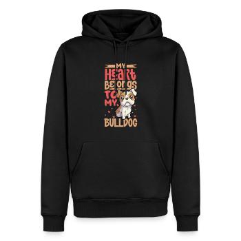 Amour de chien - Bouledogue - Sweat à capuche Premium bio Homme - noir - Devant - Nico (187cm)