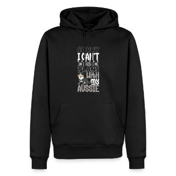 Projets avec mon berger australien - Sweat à capuche Premium bio Homme - noir - Devant - Nico (187cm)