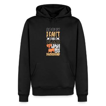 Projets avec mon teckel - Sweat à capuche Premium bio Homme - noir - Devant - Nico (187cm)