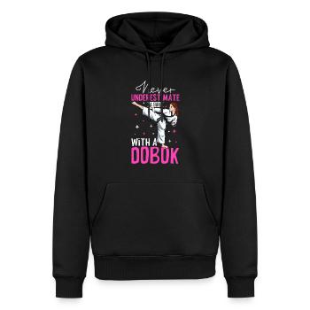 Ne sous-estimez jamais une fille dans Hapkido - Sweat à capuche Premium bio Homme - noir - Devant - Nico (187cm)