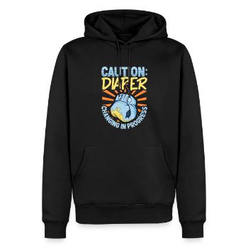 Changement de couche en cours - changement de couche - Sweat à capuche Premium bio Homme - noir - Devant - Nico (187cm)